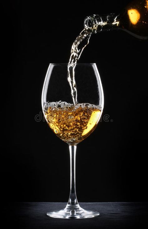 Pouring white wine into a glass. Over black background #Sponsored , #ad, #sponsored, #white, #background, #black, #Pouring Logo Design Presentation, Movement Photography, Pouring Wine, Wine Coasters, Background Black, Glass Photo, Coffee Art, Cocktail Drinks, White Wine