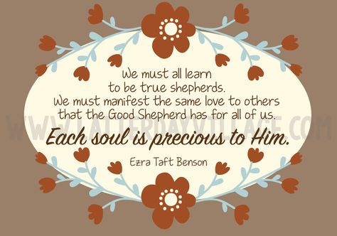 Ezra Taft Benson Chapter 20: "Feed My Sheep" lesson helps including PDF downloads for handouts, Power Point, activity idea and more! - LatterdayVillage.com Ministering Ideas, Young Women Lesson Helps, Rs Activities, Feed My Sheep, Relief Society Lessons, Yw Lesson, Lds Relief Society, Lds Lessons, Lost Sheep