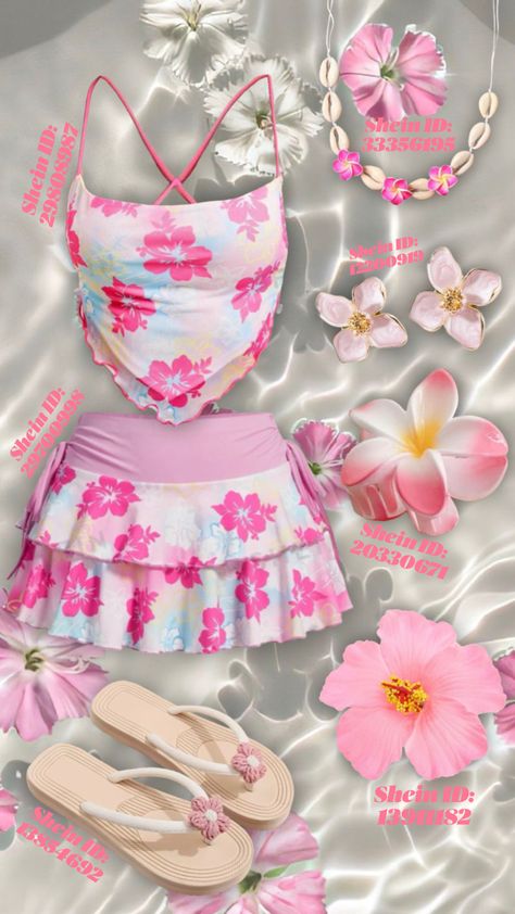 Summer Outfit 🌸 #outfitinspo #shein #summer #outfit #flowers #pink #summeraesthetic Beach Outfit Shein, Tropical Aesthetic Outfit, Shein Summer, Extra Clothes, Creepypasta Oc, Kidcore Aesthetic, Flowers Pink, Beach Aesthetic, Summer Outfit