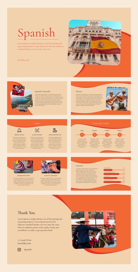 Spanish Orange is a modern Google Slides template that is perfect for business presentations, sales decks, and marketing materials. The bold orange color scheme and stylish design will help you stand out from the crowd and engage your School Presentation Ideas Google Slides, Country Presentation Ideas, Theme For Presentation, Furniture Branding, Google Slide Templates, Research Presentation, Presentation Slides Design, Powerpoint Slide Designs, Company Presentation