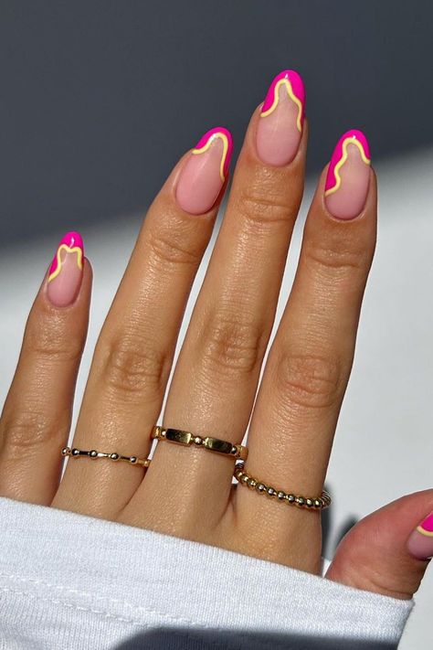 Pink French tip nails that give a light and bubbly twist to the classic French manicure. Nails 2025, 2025 Christmas, Affiliate Amazon, Unghie Sfumate, Kutek Disney, 2024 Nails, Hello Nails, Summery Nails, Pink French