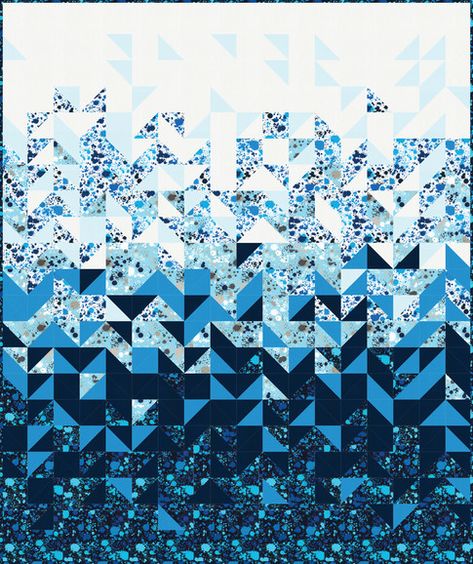 Splatter Free Pattern: Robert Kaufman Fabric Company Beach Themed Quilts, Seascape Quilts, Ocean Waves Quilt, Themed Quilts, Coastal Quilts, Storm At Sea Quilt, Sf Wallpaper, Ocean Quilt, Beach Quilt