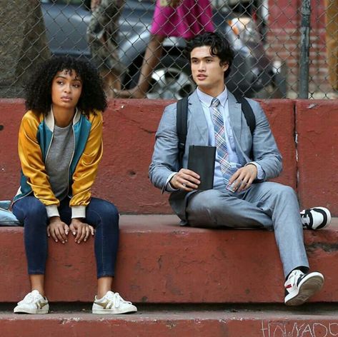 Yara Shahidi and Charles Melton filming ‘The Sun is Also A Star’ in Chinatown The Sun Is Also A Star Aesthetic, The Sun Is Also A Star, Nicola Yoon Books, Blasian Couples, Sun Is Also A Star, Ema Ema, Charles Melton, Conner Kent, Nicola Yoon