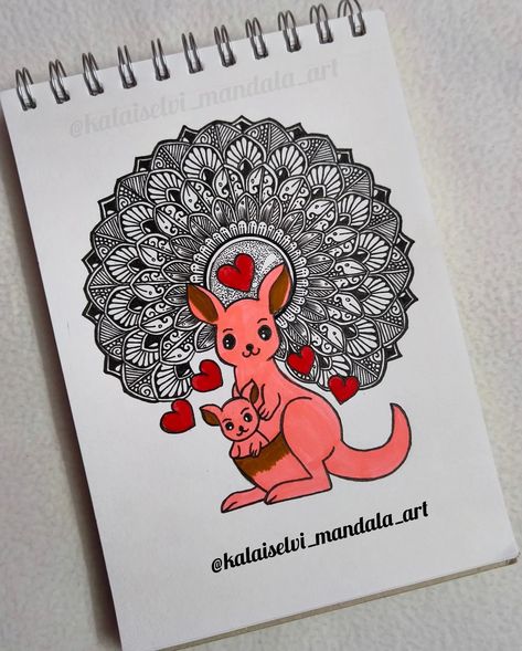 Mother's day special series 💕 1/3 "No man is poor who has a godly mother." ― Abraham Lincoln . . In 2024 69th post Material used: MENORAH A5 sketchbook @menorahcreatif Pen: brustro airflow fineliner pen &DOMS brush pens Available for purchase... DM to order. ✍️ 👉 #kalai_art💖 👈 #mothersday #mothersdaygift #happymothersday #happymothersday❤️ #motherhood #motherlove #motherlove #motherdaughter #mothersdaymandala #mothersdaymandalaart #kangaroo #kangarooart #kangaroodrawing #mandala #mandalaar... Kangaroo Drawing, Godly Mother, Kangaroo Art, A5 Sketchbook, Funny Stick Figures, Fineliner Pens, Mothers Day Special, Brush Pens, Mothersday Gifts