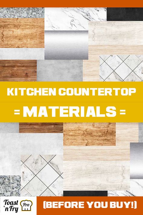 10 Popular Kitchen Countertop Materials – Pros & Cons Kitchen Counter Materials, Types Of Countertops Kitchen Counters, Best Countertop Material, Best Countertops, Kitchen Island Tops, Types Of Countertops, Kitchen Countertop Materials, Countertop Colours, Countertop Options