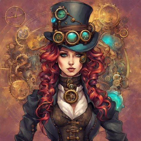 Punk Art Drawings, Steampunk Painting, Steampunk Princess, Steampunk Fashion Women, Steampunk Illustration, Steampunk Characters, George Melies, Steampunk Artwork, Drawing Kids