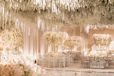 WOW wedding ideas and inspiration // see more at www.onefabday.com Flower Ceiling, Wedding Setup, Extravagant Wedding, All White Wedding, Luxury Wedding Venues, Glamorous Wedding, Fairytale Wedding, Wedding Reception Decorations, Wedding Planners