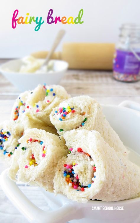 Fairy Bread Recipe Fairy Bread, Colorful Desserts, Kids Treat, Fun Kids Food, Lunch Snacks, Kids Snacks, Sweet Desserts, Fun Snacks, Kid Friendly Meals