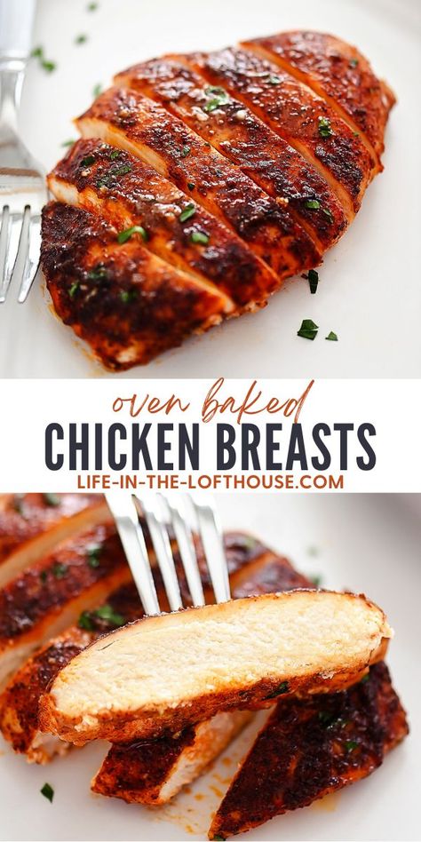 Oven Baked Chicken Breasts Oven Baked Full Chicken, Healthy Oven Baked Chicken Breast, Juicy Chicken Breast Oven, Spicy Oven Baked Chicken, Bake Chicken In Oven, Chicken Breasts In Oven, Omg Chicken, Bake Chicken Breast, Easy Chicken Breast Recipe