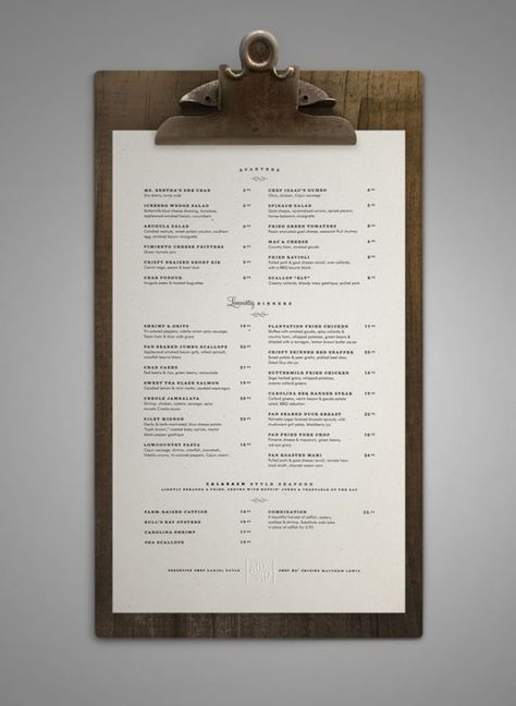 Art of the Menu: 50 Examples of Brilliant Menu Design - Airows Clipboard Menu Ideas, Rustic Restaurant Menu Design Ideas, Classic Menu Design Restaurants, Restaurant Menu Layout, Menu Design Ideas Restaurant, Rustic Menu Design, Classic Menu Design, Menu Layout Design, Restaurant Menu Design Ideas