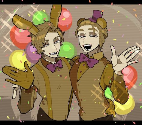 Spring Bonnie X Fredbear, Human Golden Freddy, Luigi's Haunted Mansion, Fnaf Mmd, Nightmare Fredbear, Spring Bonnie, Freddy 3, Golden Freddy, Fnaf Sl