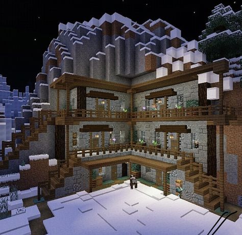 Minecraft Mountain House, Minecraft Mountain, Construction Minecraft, Case Minecraft, Minecraft Decoration, Rumah Minecraft Sederhana, Minecraft Things, Bangunan Minecraft, Minecraft Farm