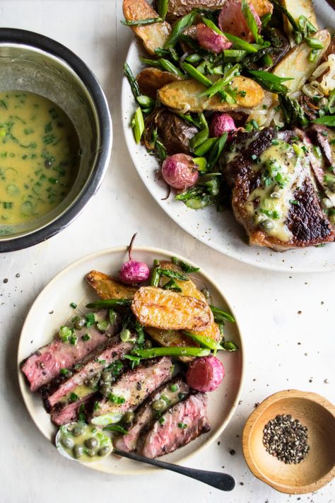 Mustard Caper Sauce, The Original Dish, Strip Steak Recipe, New York Strip Steak, Caper Sauce, New York Strip, Ny Strip Steak, Dinner Today, Weekend Meals