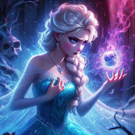 Evil Elsa, Princess Artwork, Walt Disney Princesses, Frozen Queen, Frozen Pictures, Disney Princess Artwork, Disney Princess Elsa, Disney Princess Fan Art, Art Comic