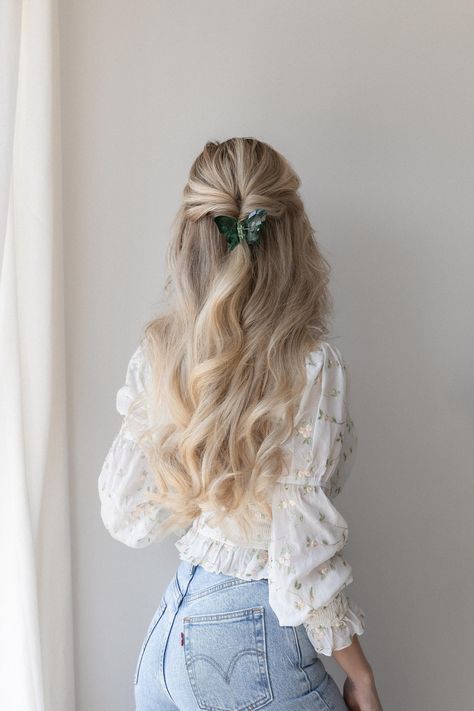 Clip Hairstyles, Medium Long Hair, Heatless Hairstyles, School Hairstyles, Back To School Hairstyles, Casual Hairstyles, Prom Hairstyles, Easy Hairstyles For Long Hair, Everyday Hairstyles