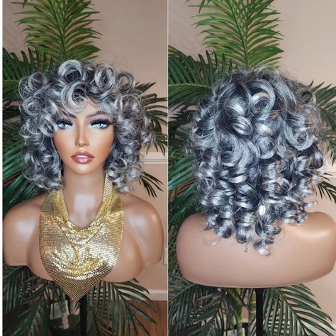 Salt And Pepper Glueless Wigs, Silver Gray Human Hair Wigs, Grey Curly Wig, Salt Snd Pepper Wigs, Grey Curly Hair Wigs & Hair Extensions, Grey Hair Wig, Cheap Human Hair Wigs, Purple Ombre Hair, Grey Curly Hair