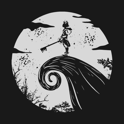 kingdom hearts Sora Tattoo Kingdom Hearts, Kingdom Of Hearts Art, Kingdom Hearts Pfp Aesthetic, Sora Nightmare Before Christmas, Kingdom Hearts Nobody Tattoo, Kingdom Hearts Black And White, Sora Kingdom Hearts Tattoo, Halloween Kingdom Hearts, Kingdom Hearts Painting