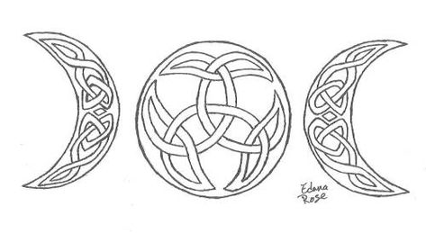 Three women Celtic Moon Tattoo For Women, Tattoo Celtic, Pagan Tattoo, Celtic Moon, Moon Coloring Pages, Goddess Tattoo, Celtic Patterns, Three Women, Celtic Knotwork