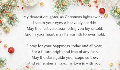 20 Merry Christmas Daughter Poems - LoverJournal Mother Father And Daughter, Merry Christmas Daughter, Christmas Reflections, Christmas Wishes Messages, Daughter Poems, Christmas Poems, Dear Daughter, Father And Daughter, Merry Christmas Images