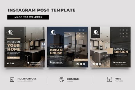 Interior Design Social Media, Free Social Media Templates, Inmobiliaria Ideas, Hotel Ads, Interior Design Instagram, Minimalist Furniture Design, Minimal Interior Design, Koh Chang, Real Estates Design