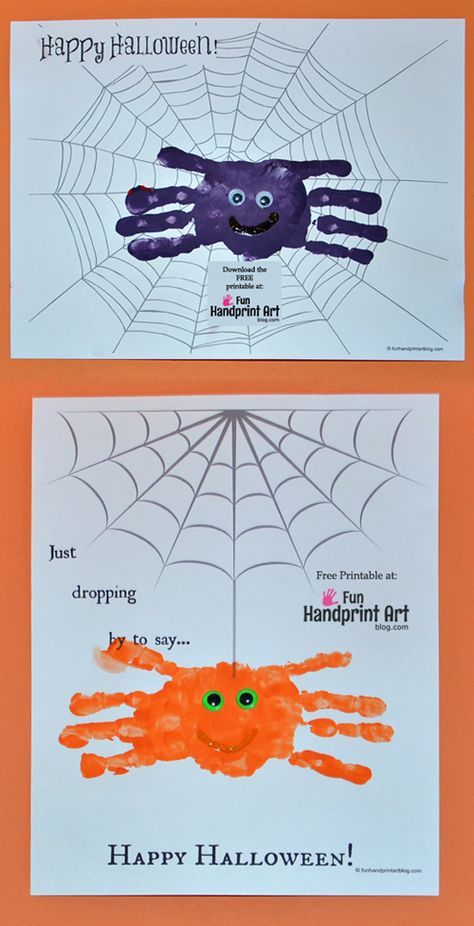 Use these free printable spider webs to create Halloween Cards. Kids will enjoy personalizing them with handprint spiders! Makes a great keepsake too. Handprint Spider, Halloween Cards For Kids, Spider Craft, Toy Shelf, Halloween Art Projects, Spider Crafts, Halloween Crafts For Toddlers, October Crafts, Halloween Arts And Crafts