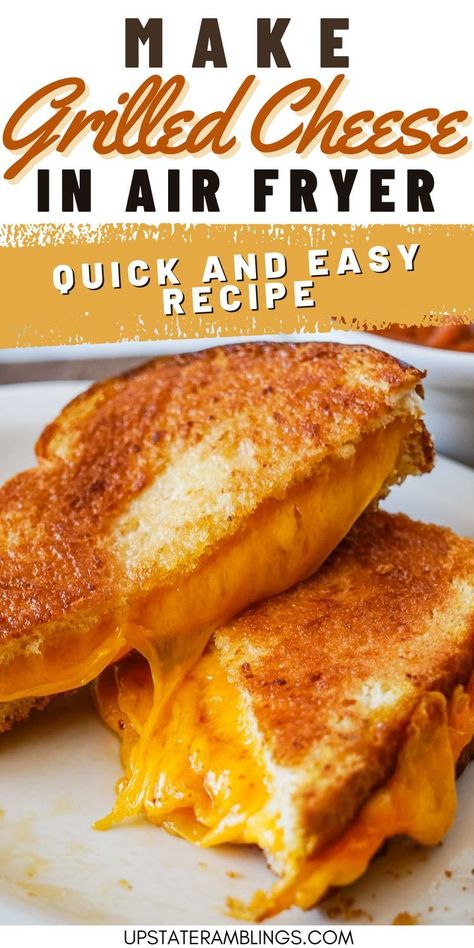 Make Grilled Cheese in Air Fryer Best Air Fryer Grilled Cheese, Air Fryer Sandwiches Recipes, Grill Cheese Air Fryer, Air Fried Grilled Cheese Sandwich, Air Fried Grilled Cheese, Air Fryer Toasted Sandwich, Airfryer Grilled Cheese, Air Fry Grilled Cheese Sandwich, Grilled Cheese Sandwich In Air Fryer