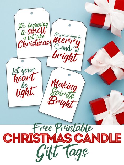 Free printable Christmas candle gift tags. Such an easy, cute and useful gift for teachers, neighbors, coaches or friends. Candle Gift Tags, Free Printable Christmas Gift Tags, Candle Tags, Candle Printable, Santa Gift Tags, Christmas Neighbor, Neighbor Christmas Gifts, Christmas Prep, Christmas Tags Printable