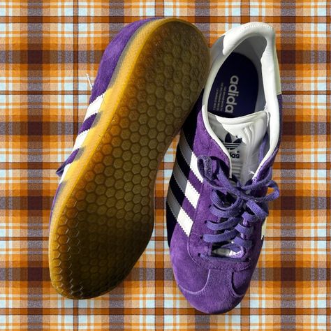 Adidas Gazelle Purple Gumsole Size Mens 7 Awesome... - Depop Purple Sambas, Purple Gazelle, Adidas Gazelles, Awesome Shoes, Eggplant Purple, Adidas Gazelle, Dream Shoes, Shoes Shoes, Dark Purple