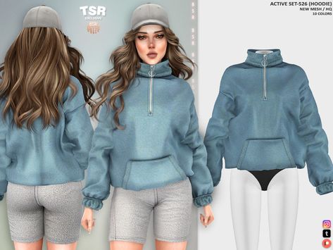 The Sims Resource - ACTIVE SET-526 (HOODIE) BD1359 Sims 4 Hoodie Cc, Sims 4 Hoodie, Sims 4 Gym, Clothes Cc, Stylish Leggings, Leggings Shorts, Best Sims, Sims 1, Shorts Sweatpants