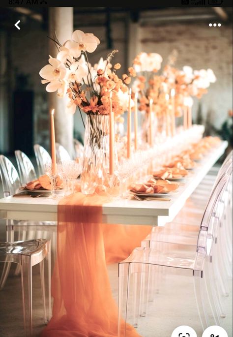 Orange Wedding Decorations, Orange Wedding Themes, Deco Orange, Wedding Orange, Thanksgiving Week, Wedding Decoration Ideas, Orange Party, Orange Table, Dinner Decoration