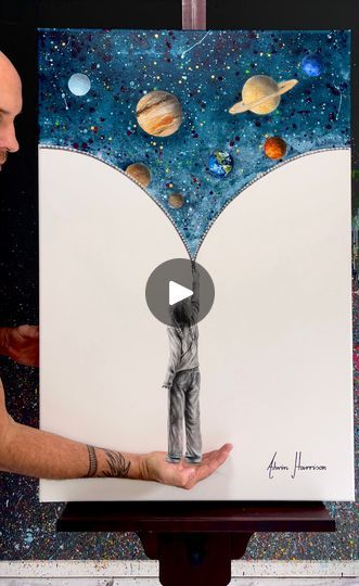 5.7K views · 230 reactions | She discovers her universe. A charcoal, acrylic and oil painting #art on canvas. | Ashvin Harrison | Austin Farwell · Magic Moments Universe Painting Acrylic, Ashvin Harrison, Magic Moments, Her Universe, Art On Canvas, Painting Art, Painting Ideas, Austin, Acrylic Painting