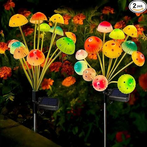 Solar Garden Lights, Solar Mushroom Lights Outdoor, Upgraded 24LED Solar Mushroom Yard Decor Outside Waterproof, Garden Decor for Lawn Front Porch Patio Backyard, 6 Colors Mushroom(2-Pack) - Amazon.com Mushroom Solar Lights, Outdoor Yard Decor, Front Porch Patio, Terraced Backyard, Solar Garden Lights, Mushroom Lights, Outdoor Lighting Landscape, Patio Backyard, Plastic Lights