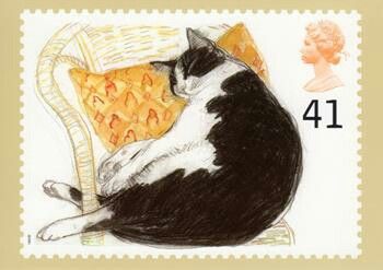 Royal Mail Stamps, Cat Stamp, Postage Stamp Art, Post Stamp, White Cats, Cats Illustration, Postal Stamps, Vintage Stamps, Mail Art