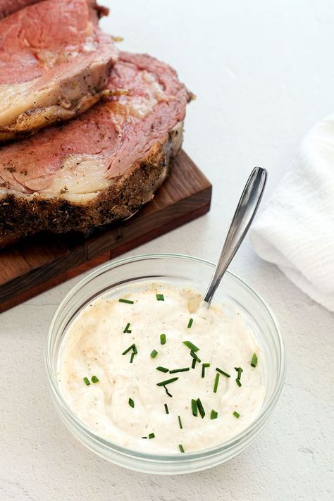 Bowl of Horseradish Sauce For Prime Rib. Horseradish For Prime Rib, Au Jus Recipe Prime Rib Horseradish Sauce, Best Horseradish Sauce For Prime Rib, Sauce For Beef Tenderloin, Best Horseradish Sauce, Prime Rib Horseradish Sauce, Horseradish Sauce For Prime Rib, Sauce For Prime Rib, Corned Beef Sauce