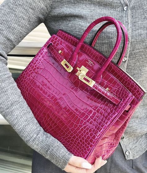 Pink Birkin Bag, Birkin Mom Aesthetic, Pink Birkin, Birkin Mom, Mom Aesthetic, Pink Handbag, Luxury Bags Collection, Crocodile Skin, Pink Handbags