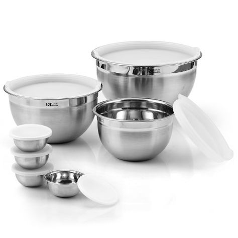 Cook N Home 14-Piece Stainless Steel Mixing Bowl Set, 4set/case Cook N Home Mixing Bowl Set, Measuring Cups & Spoons, Stainless Steel Mixing Bowls, Stainless Steel Bowls, Mixing Bowls Set, Kitchen Shop, Cookware Sets, Mixing Bowls, Kitchen Utensils Gadgets