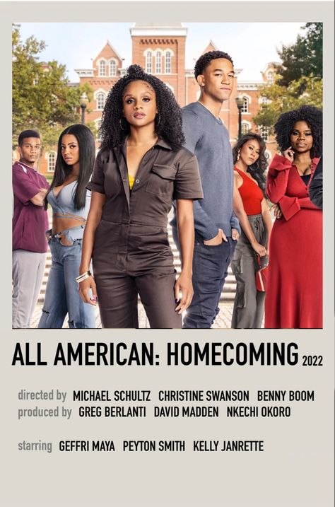 All American Homecoming, Homecoming Poster, Homecoming Posters, Greg Berlanti, American Series, Teen Movies, All American, Black American, Video Editing