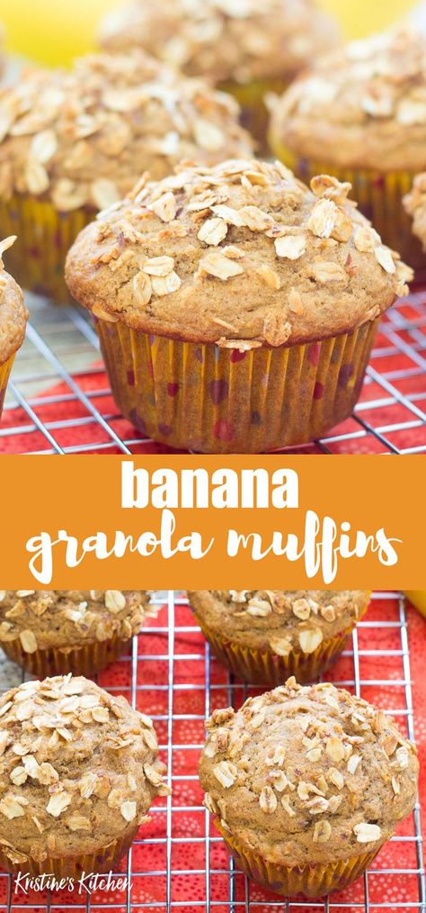 Granola Muffins Recipe, Recipes Using Granola, Easy Summer Treats, Granola Muffins, Mini Banana Muffins, Healthier Sweets, Banana Granola, Muffins Banana, Oatmeal Granola