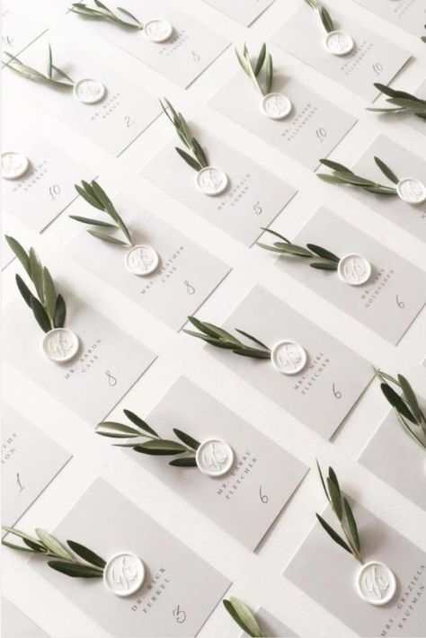 Bride And Breakfast, Simple Elegant Wedding, Happy Wedding Day, White Wax, Wedding Places, Wedding Seating, Wedding Place Cards, Happy Wedding, Olive Branch