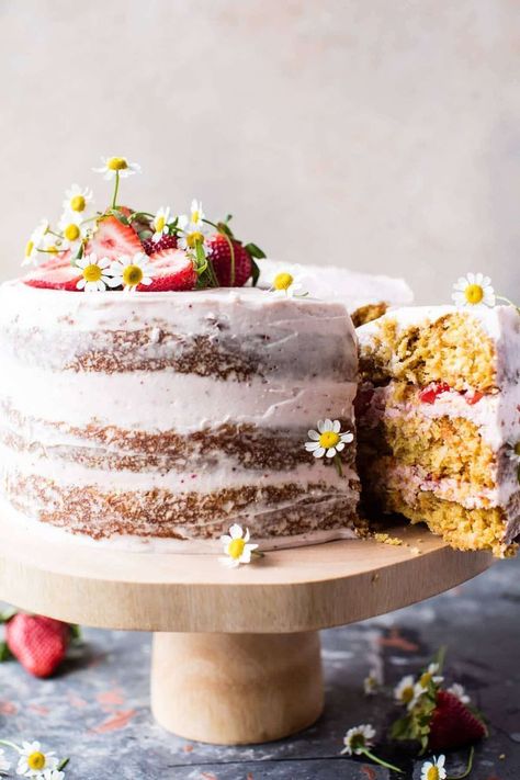 Strawberry Coconut Carrot Cake with Mascarpone Buttercream. Coconut Carrot Cake, Mascarpone Buttercream, Cake With Mascarpone, Savory Cakes, Half Baked Harvest, Drip Cakes, Savoury Cake, Food Cakes, Let Them Eat Cake