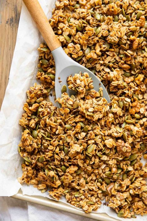 Recipe With Pumpkin Seeds, Pumpkin Flax Granola, Pumpkin Granola Recipe, Recipe With Pumpkin, Flax Granola, Healthy Granola Recipe, Jar Of Lemons, Pumpkin Granola, Granola Recipe Healthy