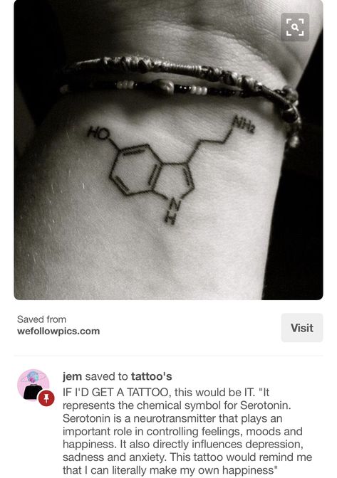 Serotonin Tattoo, Tiny Tattoos With Meaning, Fear Tattoo, Tato Geometris, Happiness Tattoo, Places To Get Tattoos, Dragons Tattoo, Molecule Tattoo, Tato Dengan Makna