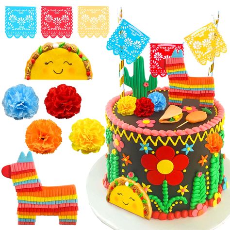 PRICES MAY VARY. inspired by our favorite barnyard friends! This Fiesta Cake Decoration would be perfect for birthday parties, baby showers, or nursery decor!ur party with this farm animal cake decoration. Use it to decorate a wall, backdrop or cake table. This listing is for an adorable Mexican Wedding Toppers ! Will be the perfect addition to your little one's party! Package included 1 x Pinata, 1 x taco, 1 x Papel Picado, 4x flowers. Size as shown in the picture. Decorate your party with this Mexican Party Cake Ideas, My First Fiesta Cake, Mexican Fiesta Cake Topper, Fiesta Cake Topper, Mexican Fiesta Cake Boy, Simple Mexican Theme Cake, Mexican Fiesta Cake, Mexican Fiesta Decorations, Mexican Cake