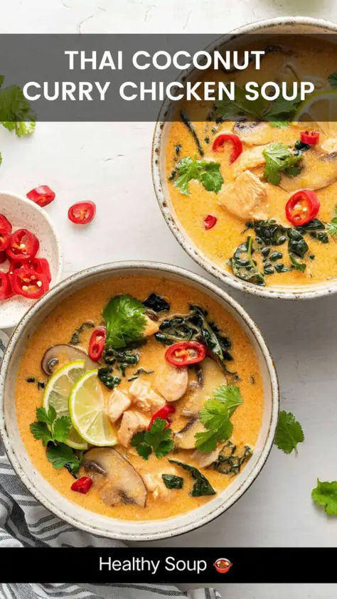 Thai Coconut Curry Chicken Soup - All Recipe Secret Thai Coconut Curry Chicken Soup, Chicken Soup Easy, Thai Chicken Curry Soup, Coconut Curry Chicken Soup, Curry Chicken Soup, Thai Coconut Curry Chicken, Chicken Coconut Soup, Thai Coconut Chicken Soup, Curry Soup Recipes