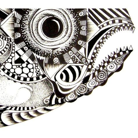 Incomplete Anger  (2008)  Fish Art Original Ink Drawing from J. ❤ liked on Polyvore Fish Art Painting, Abstract Fish Art, Marine Life Artists, Zentangle Animals, Sea Life Art, Original Ink Drawing, Fish Patterns, Ink Ideas, Art Pens