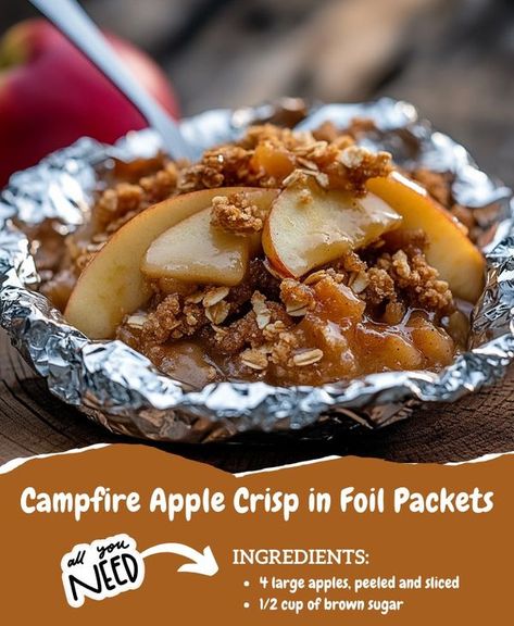 Bon Eating - Campfire Apple Crisp in Foil Packets ✨🍎... Campfire Apple Crisp Foil Packets, Campfire Apple Crisp, Apple Dessert, Apple Dessert Recipes, Foil Packets, Recipe Community, Apple Desserts, Camping Food, Apple Crisp