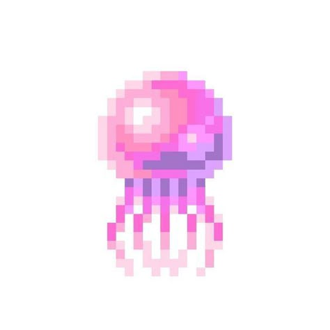 Purple Jellyfish, Piskel Art, Pixel Art Background, Easy Pixel Art, Arte 8 Bits, 8bit Art, Pixel Art Templates, Pixel Drawing, Pixel Art Grid