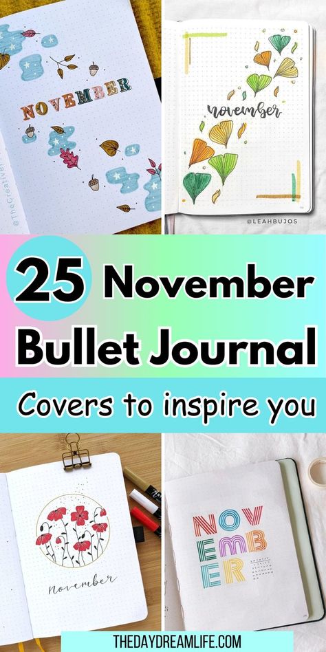 bullet journal Simple Bullet Journal Themes, November Cover Page Bullet Journal, November Bujo Theme, November Journal Cover, Bullet Journal Ideas November, November Bullet Journal Theme, November Bujo Cover, Bujo Monthly Cover, November Mood Tracker