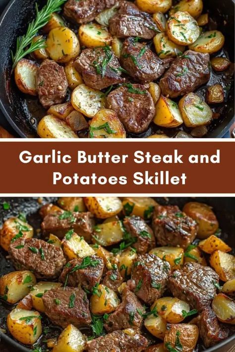 When it comes to hearty, soul-satisfying meals, few dishes can compete with the classic combination of steak and potatoes. Steak And Potato Skillet Recipes, Garlic Herb Potatoes And Steak Skillet, Steak Potatoes Skillet, Steak And Garlic Potatoes, One Pan Steak And Potatoes, Garlic Butter Steak And Potatoes Skillet, Steak Tips And Potatoes, Skillet Steak And Potatoes, Steak And Potato Bites