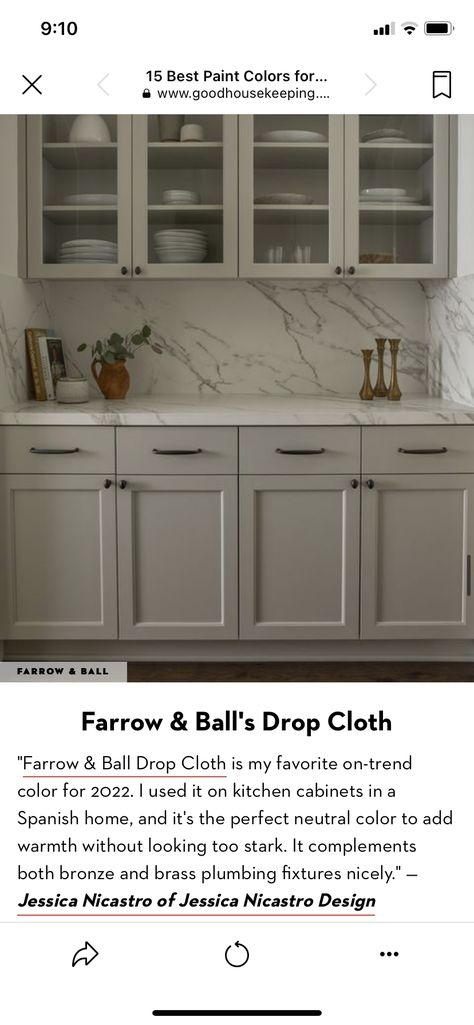 Farrow And Ball Drop Cloth Cabinets, Farrow And Ball Drop Cloth Kitchen, Farrow And Ball Kitchen Cabinets, Drop Cloth Farrow And Ball, Farrow And Ball Drop Cloth, Farrow And Ball Kitchen, Lake Kitchen, Cabinets Colors, Kitchen 2023